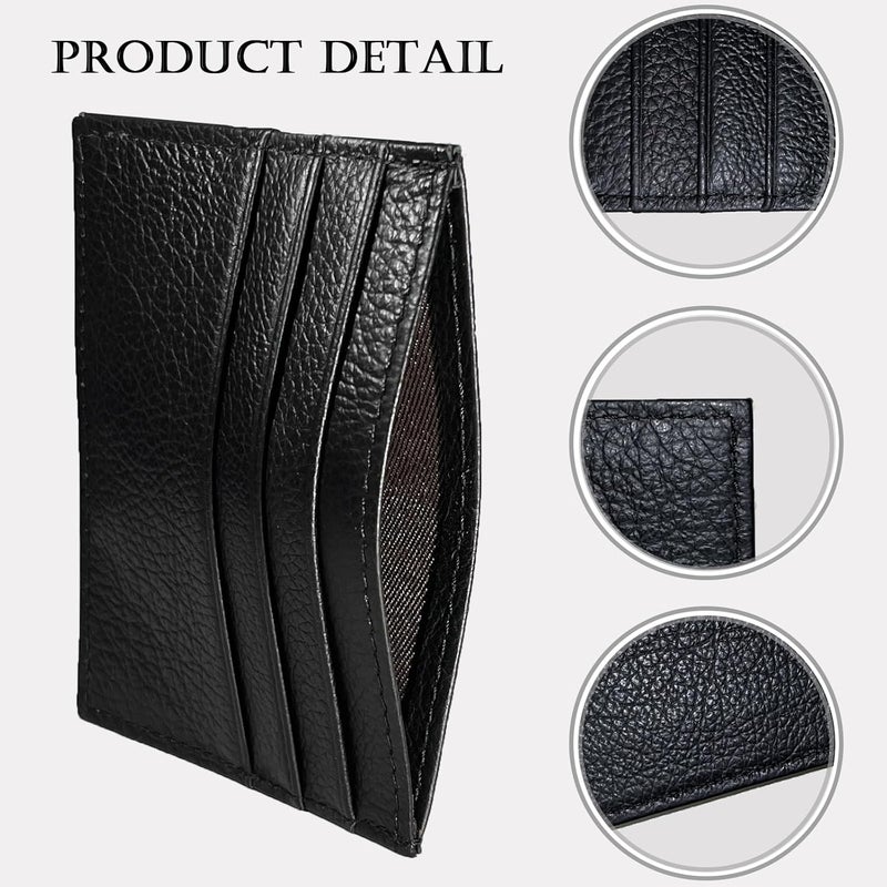 WOXVM Credit Card Holder Wallet RFID Blocking Slim Credit Card Cases Holder Premium Leather Minimalist Front Pocket Small Wallet with 6 Card Slots and 1 Pockets for Men Women (Black) - Image 3